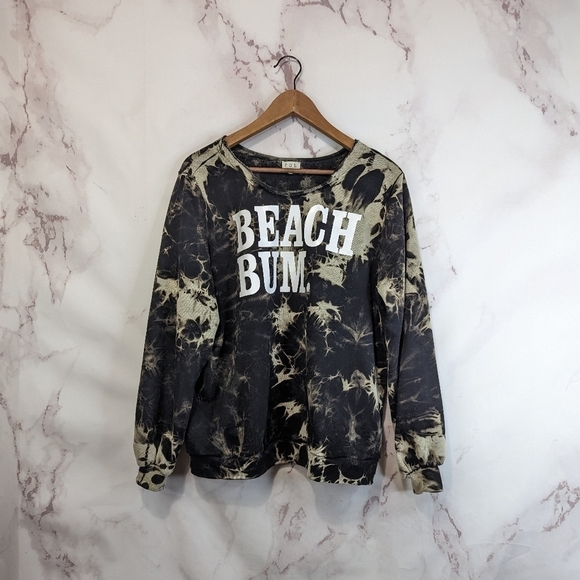 POL Tops - POL Sweatshirt Size Small Beach Bum Tye Dye Bleach Marble Graphic Black Women